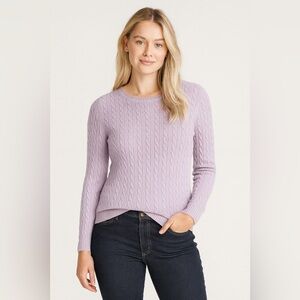 Two Bees by Whitney Tremaine Lilac Pink 100% Cashmere Cable Knit Sweater in‎ S